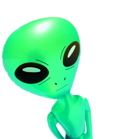 Alien layer: a green alien on a clear sheet