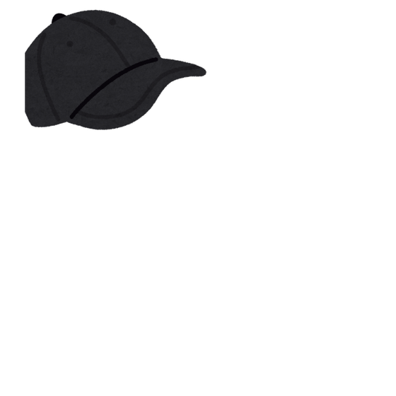 Headwear layer: a black cap on a clear sheet